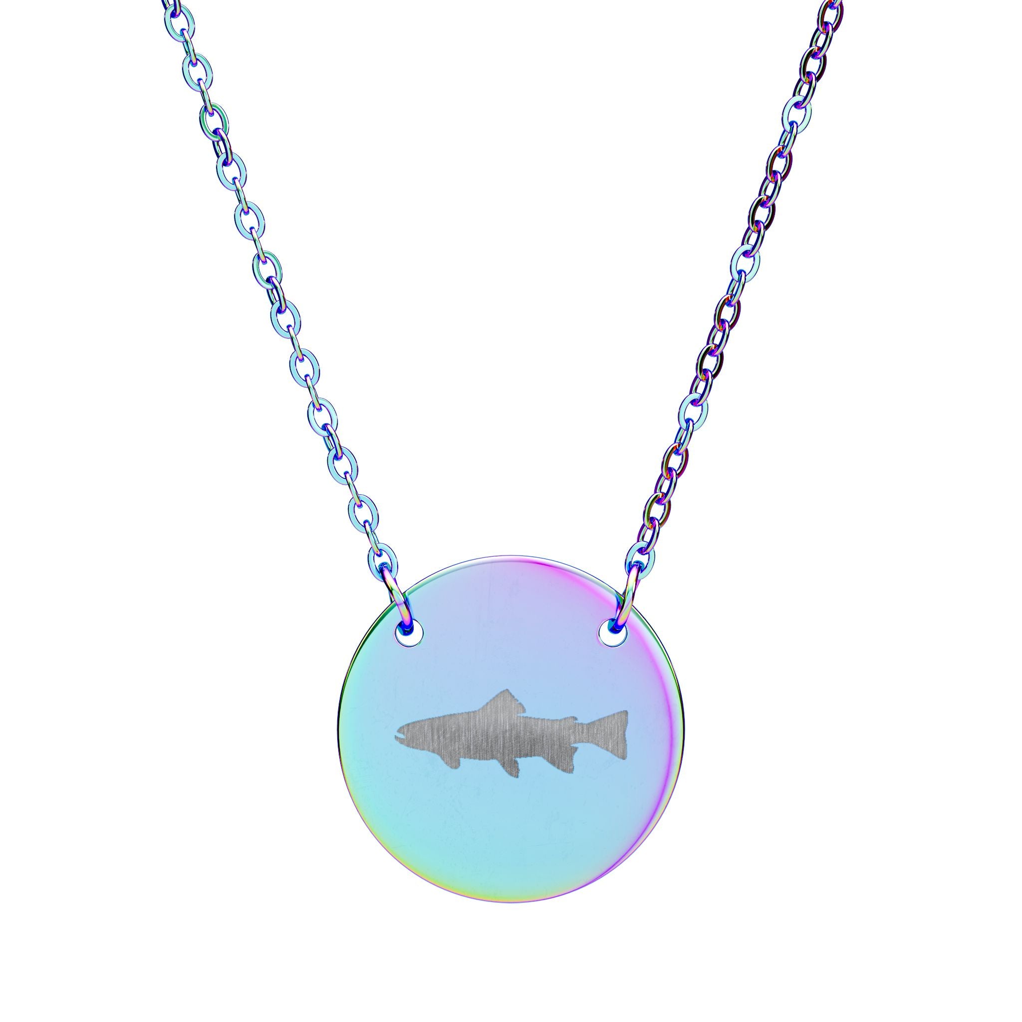 engraved fishing lure necklace Trout Silhouette Circle Necklace — Engraved Fishing Pendant – Yellow Sally