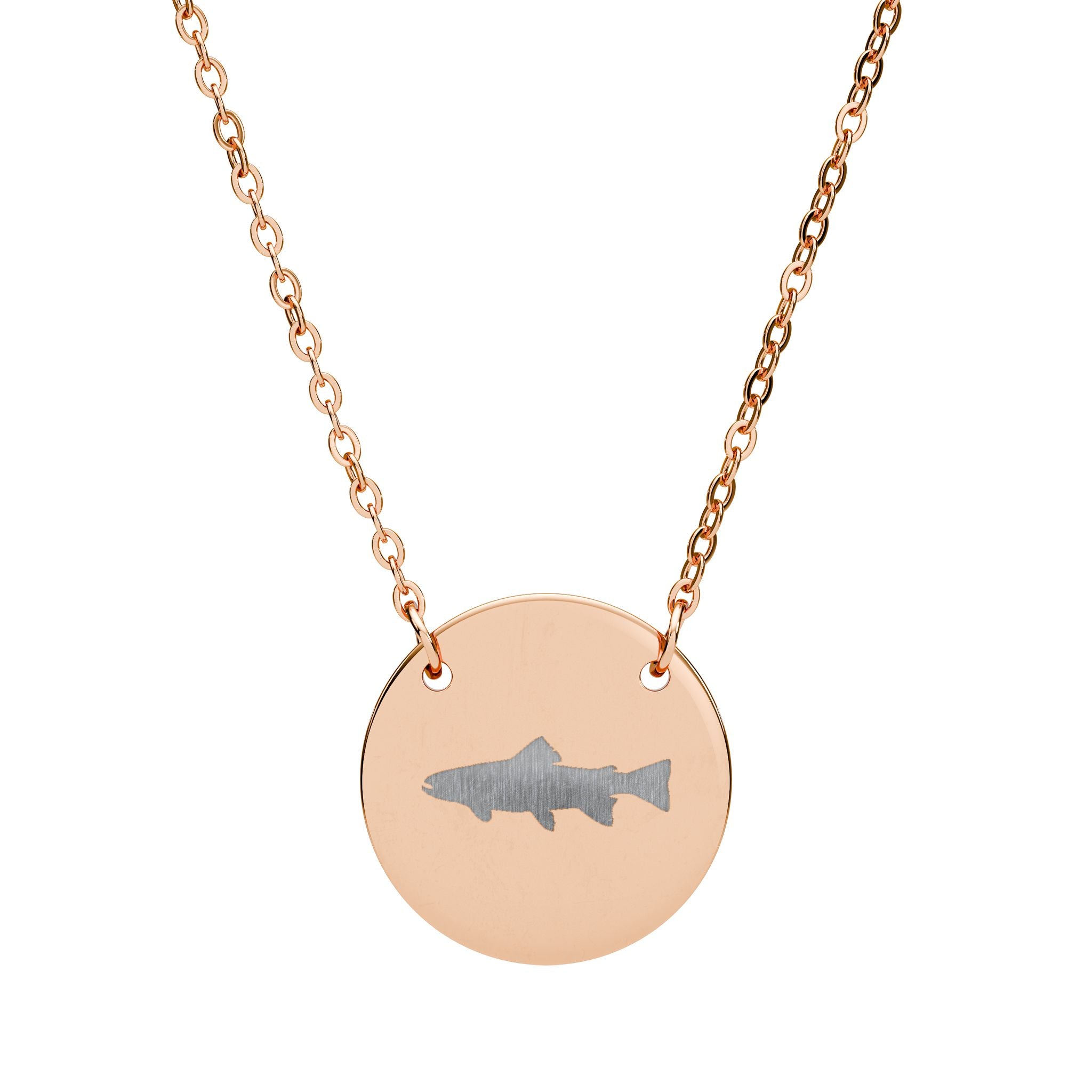 engraved fishing lure necklace Trout Silhouette Circle Necklace — Engraved Fishing Pendant – Yellow Sally