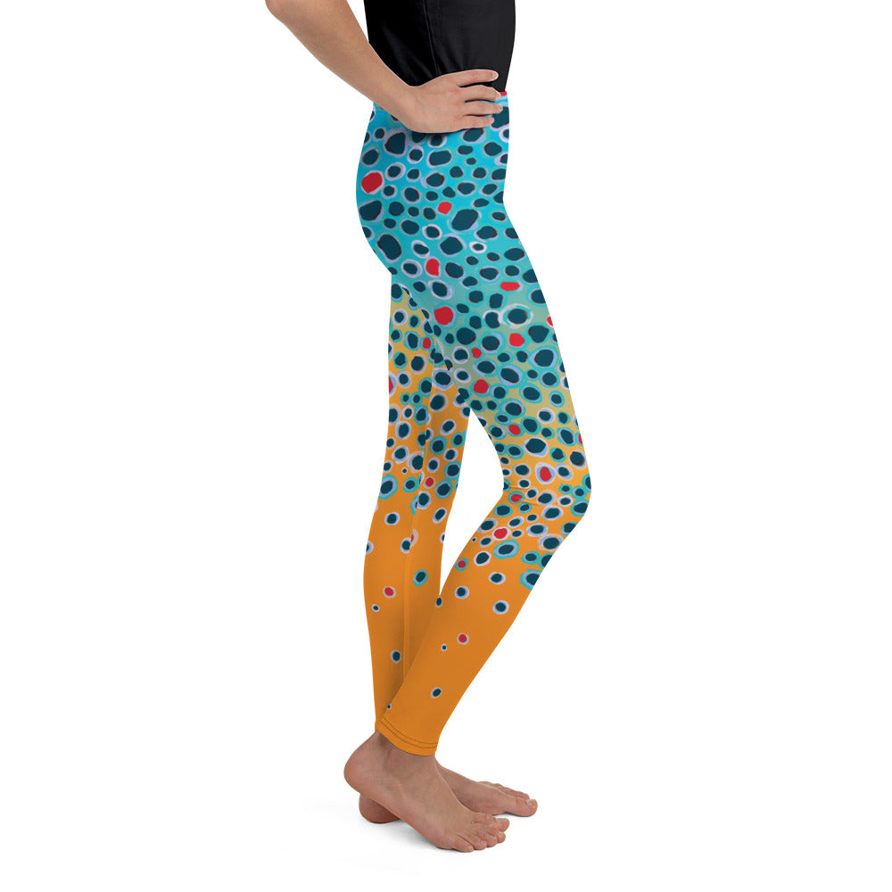 Youth Brown Trout Print Leggings (size 8- 20)